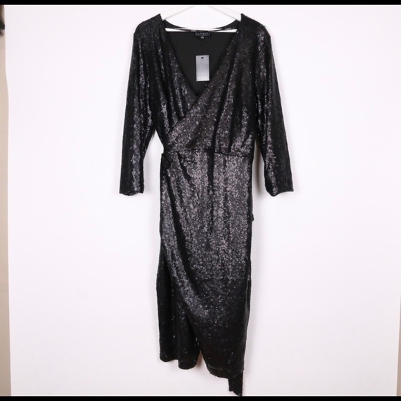 Eloquii Dresses & Skirts - Eloquii Black Sequin Wrap Dress